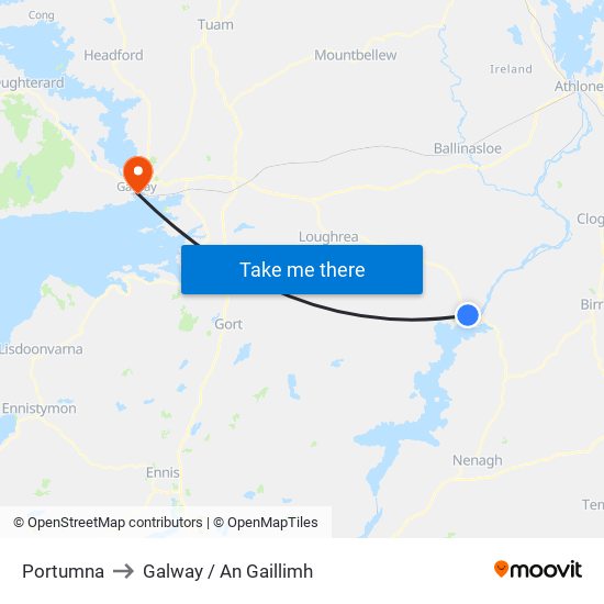 Portumna to Galway / An Gaillimh map