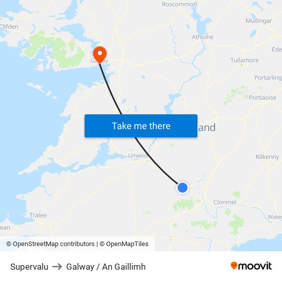 Supervalu to Galway / An Gaillimh map