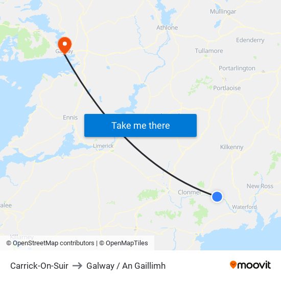 Carrick-On-Suir to Galway / An Gaillimh map