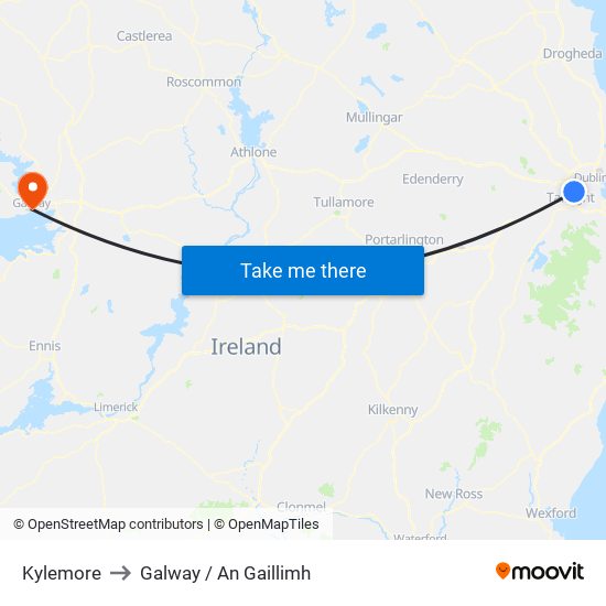 Kylemore to Galway / An Gaillimh map