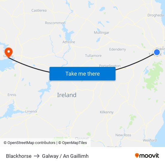Blackhorse to Galway / An Gaillimh map
