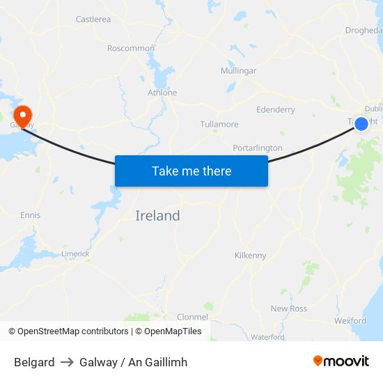 Belgard to Galway / An Gaillimh map