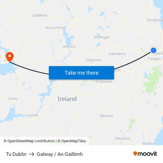 Tu Dublin to Galway / An Gaillimh map