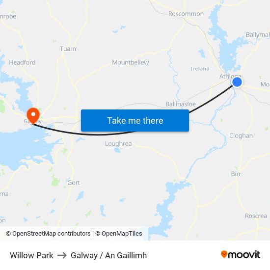 Willow Park to Galway / An Gaillimh map