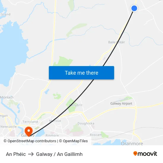 An Phéic to Galway / An Gaillimh map