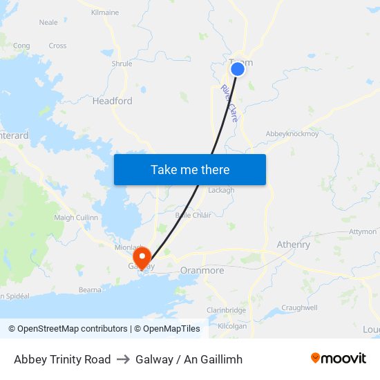 Abbey Trinity Road to Galway / An Gaillimh map