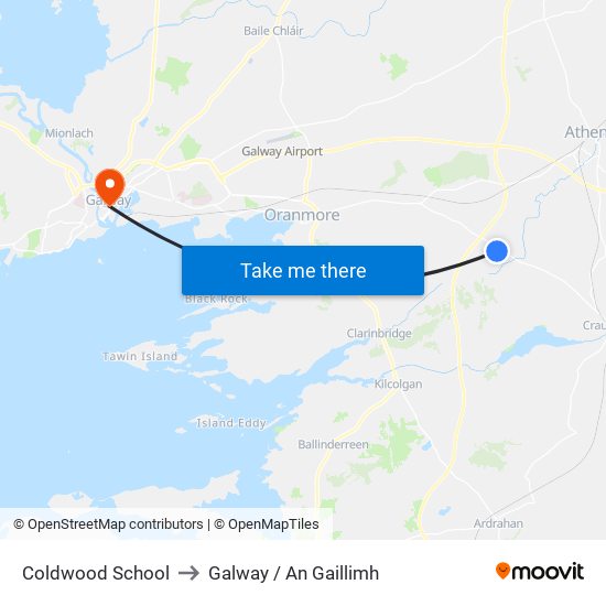 Coldwood School to Galway / An Gaillimh map