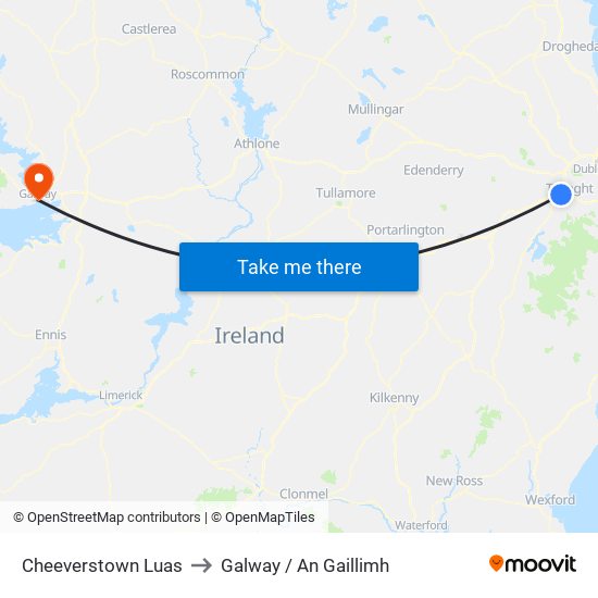 Cheeverstown Luas to Galway / An Gaillimh map