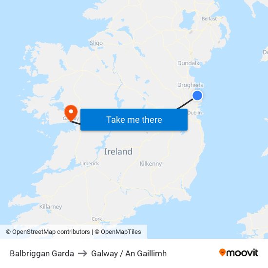 Balbriggan Garda to Galway / An Gaillimh map