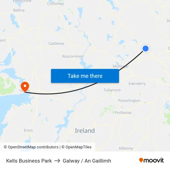 Kells Business Park to Galway / An Gaillimh map