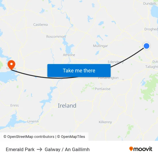 Emerald Park to Galway / An Gaillimh map