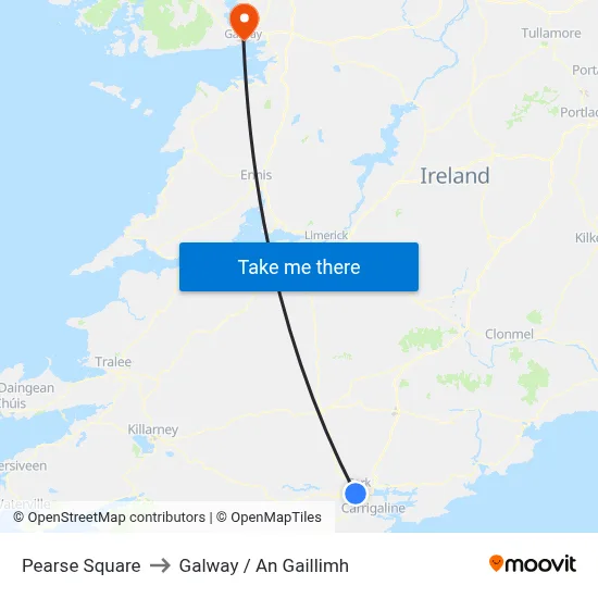 Pearse Square to Galway / An Gaillimh map