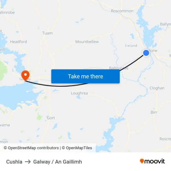 Cushla to Galway / An Gaillimh map