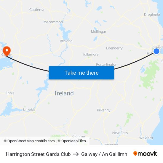 Harrington Street Garda Club to Galway / An Gaillimh map