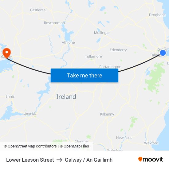 Lower Leeson Street to Galway / An Gaillimh map