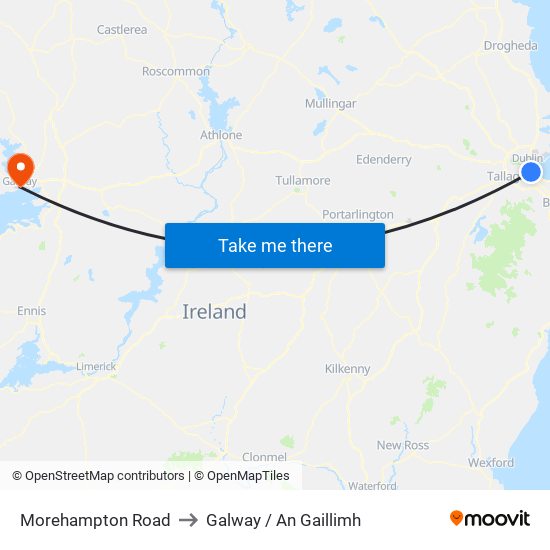 Morehampton Road to Galway / An Gaillimh map