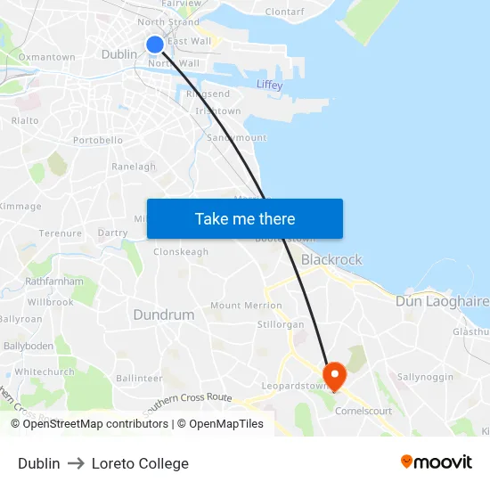 Dublin to Loreto College map