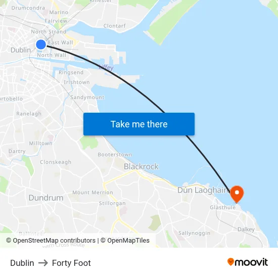 Dublin to Forty Foot map