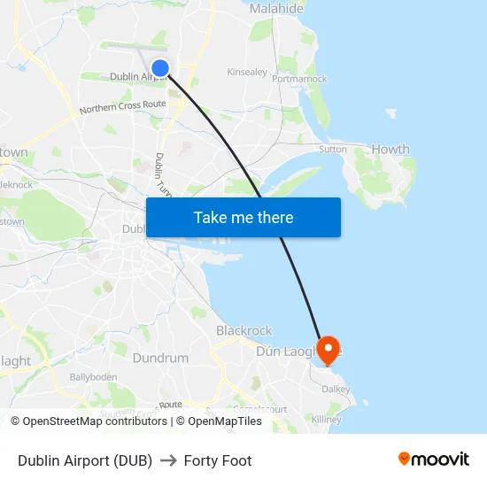 Dublin Airport (DUB) to Forty Foot map