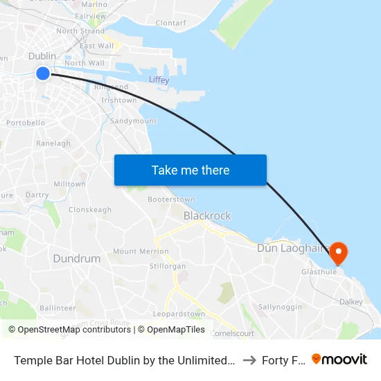 Temple Bar Hotel Dublin by the Unlimited Collection to Forty Foot map