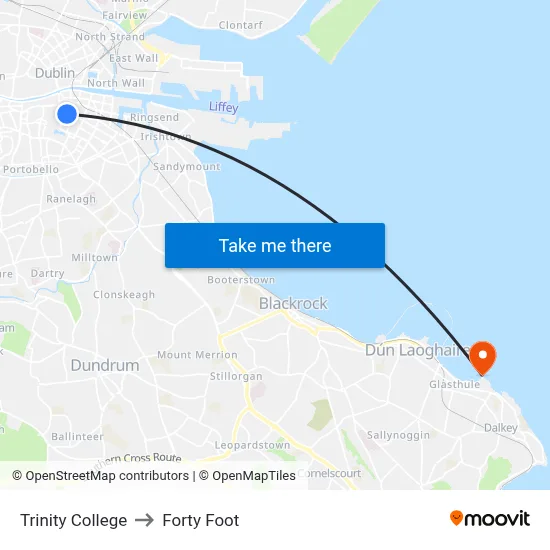 Trinity College to Forty Foot map
