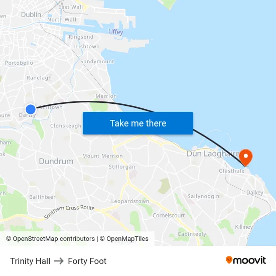 Trinity Hall to Forty Foot map