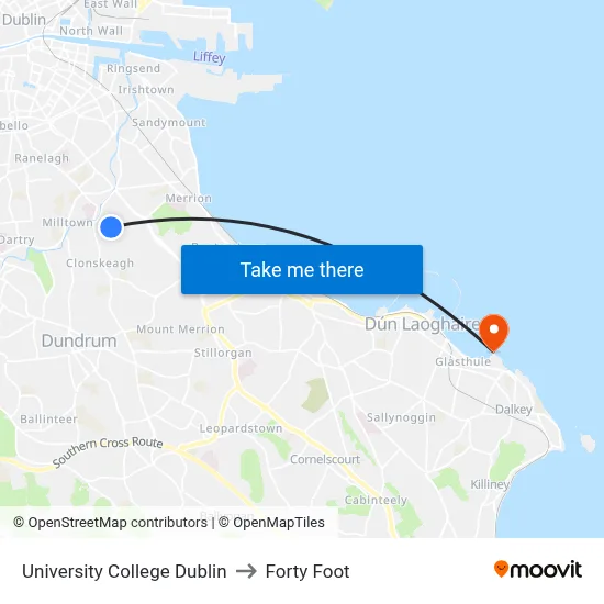 University College Dublin, Complex And Adaptive Systems Laboratory to Forty Foot map