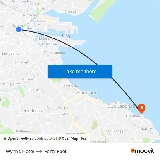 Wynn's Hotel to Forty Foot map