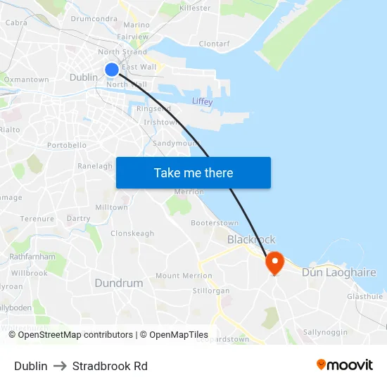 Dublin to Stradbrook Rd map