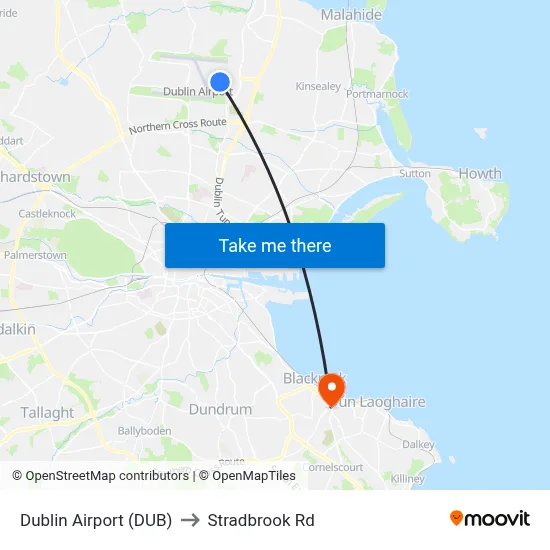 Dublin Airport (DUB) to Stradbrook Rd map