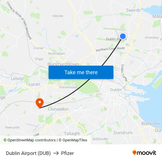 Dublin Airport (DUB) to Pfizer map