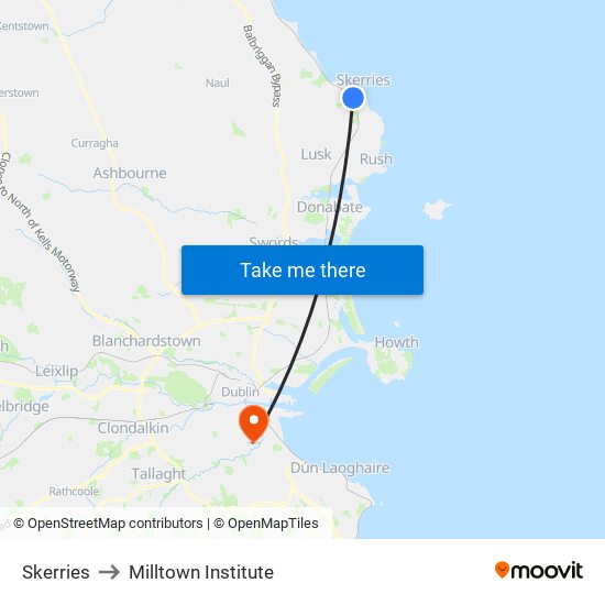 Skerries to Milltown Institute map