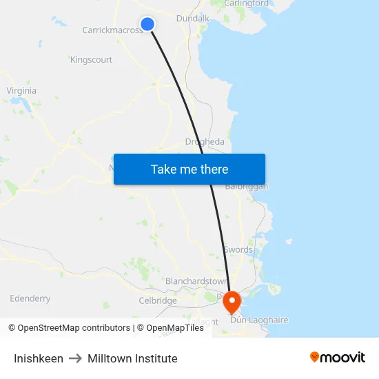 Inishkeen to Milltown Institute map