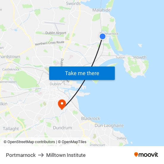 Portmarnock to Milltown Institute map