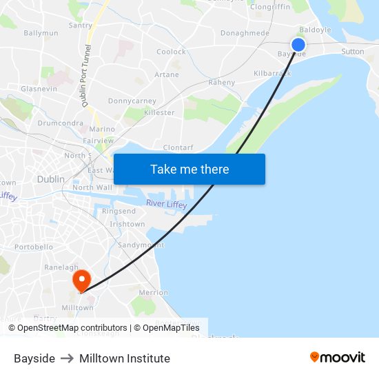 Bayside to Milltown Institute map