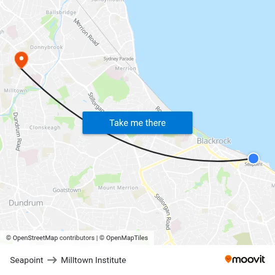 Seapoint to Milltown Institute map