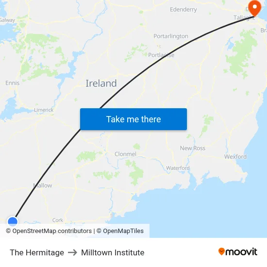 The Hermitage to Milltown Institute map