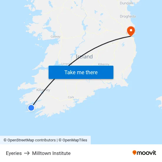 Eyeries to Milltown Institute map