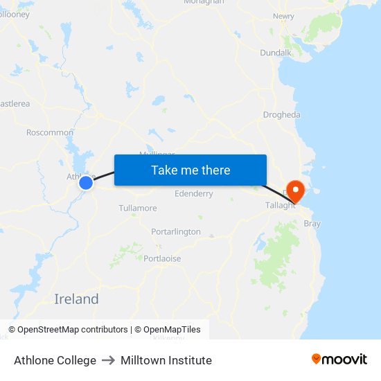 Athlone College to Milltown Institute map