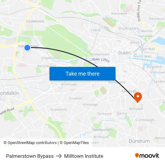 Palmerstown Bypass to Milltown Institute map