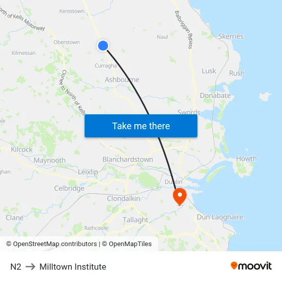 N2 to Milltown Institute map