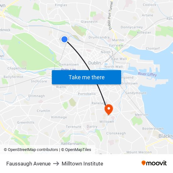 Faussaugh Avenue to Milltown Institute map