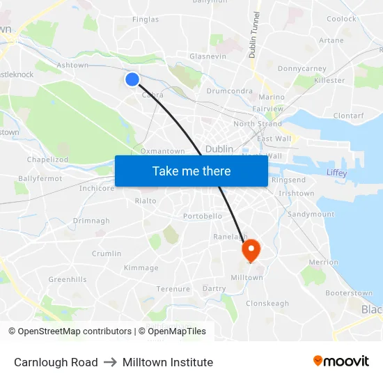 Carnlough Road to Milltown Institute map