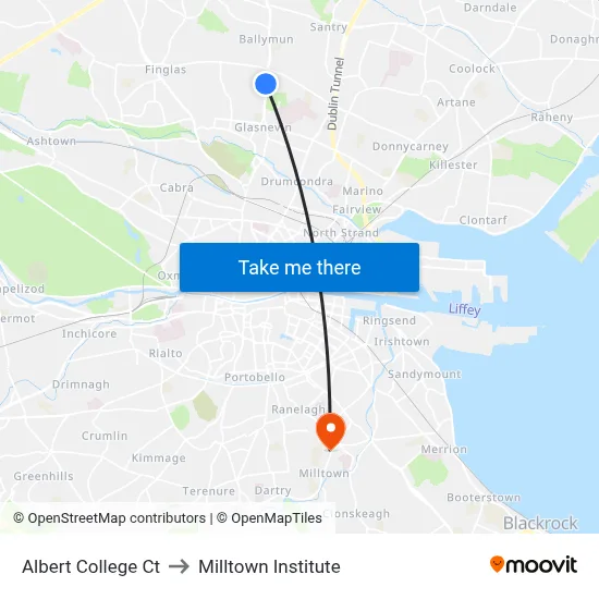 Albert College Ct to Milltown Institute map