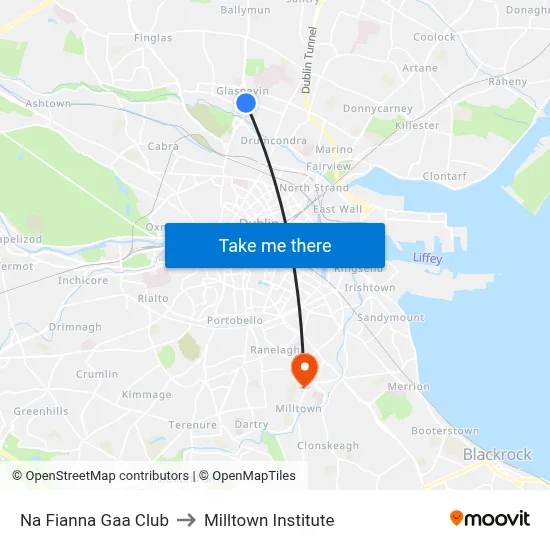 Na Fianna Gaa Club to Milltown Institute map