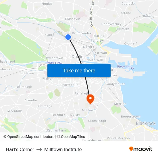 Hart's Corner to Milltown Institute map