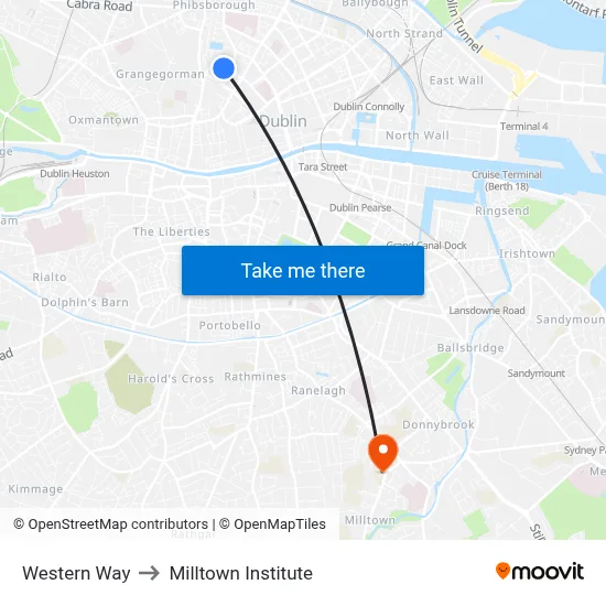 Western Way to Milltown Institute map