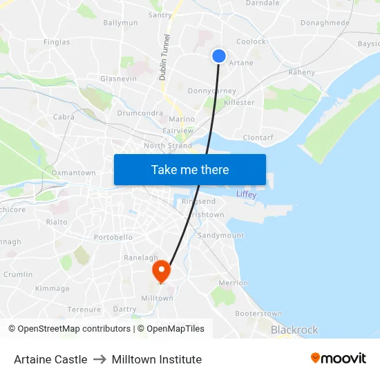 Artaine Castle to Milltown Institute map