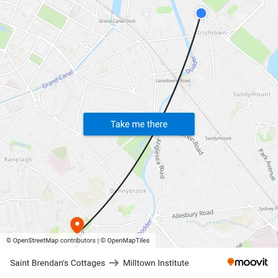 Saint Brendan's Cottages to Milltown Institute map