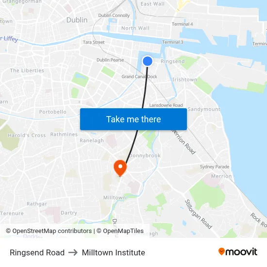 Ringsend Road to Milltown Institute map